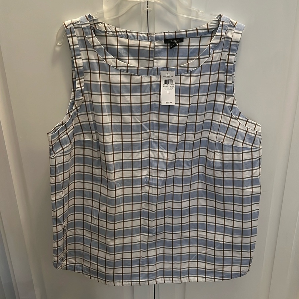 NWT Ann Taylor Factory Plaid Tank Size Large
